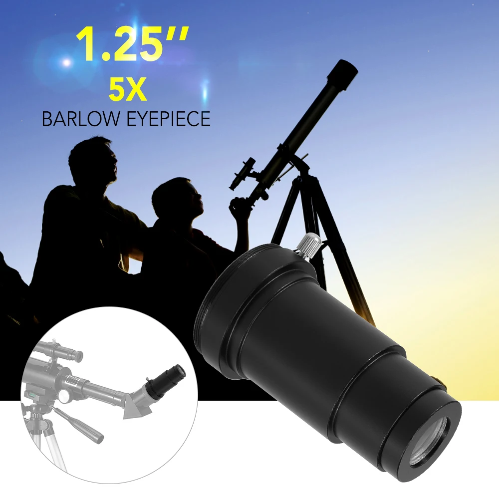 

5X Barlow Eyepiece 1.25inch Astronomical Telescope Eyepiece Multi-coated Eyepiece Planetary Eye Lens for Outdoor Camping Hunting