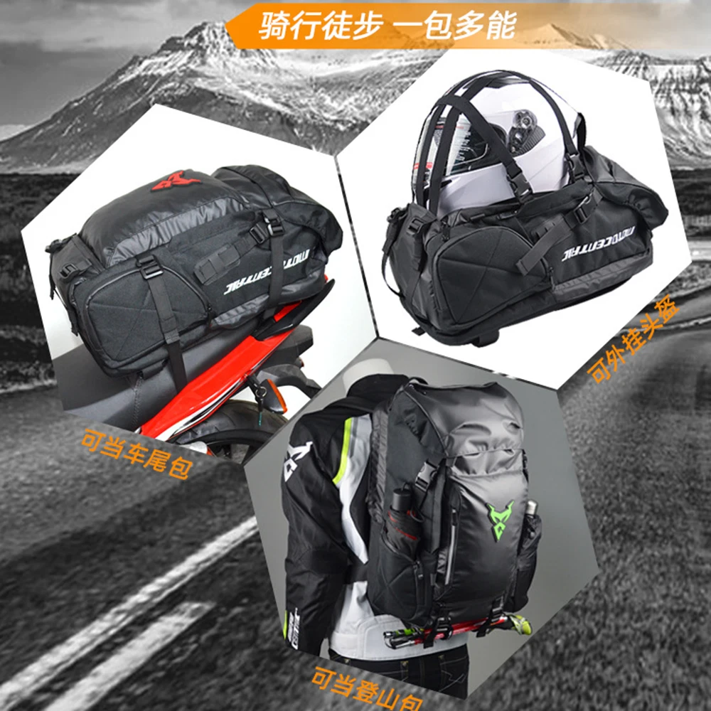 

Motorcycle Tail Bag Water-resistant Rear Seat Bags Multifunction High Capacity Moto Riding Motorbiker Rider Backpack Helmet Bag