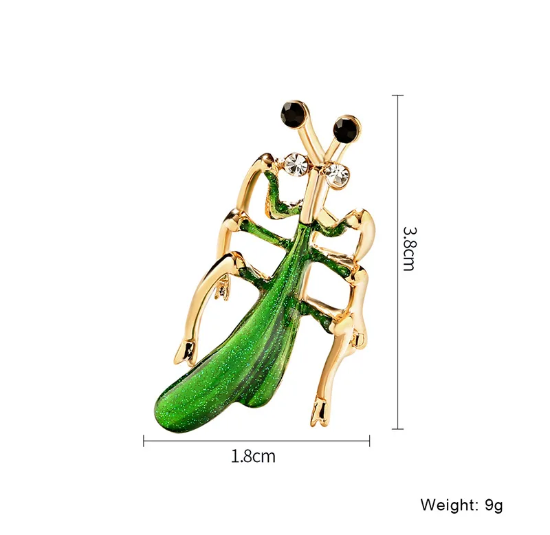 Green Enamel Insect Brooch Pins Crystal Rhinestone Animal Brooches for Women Shawl Shirt Suit Accessories Good Gifts AL452 |