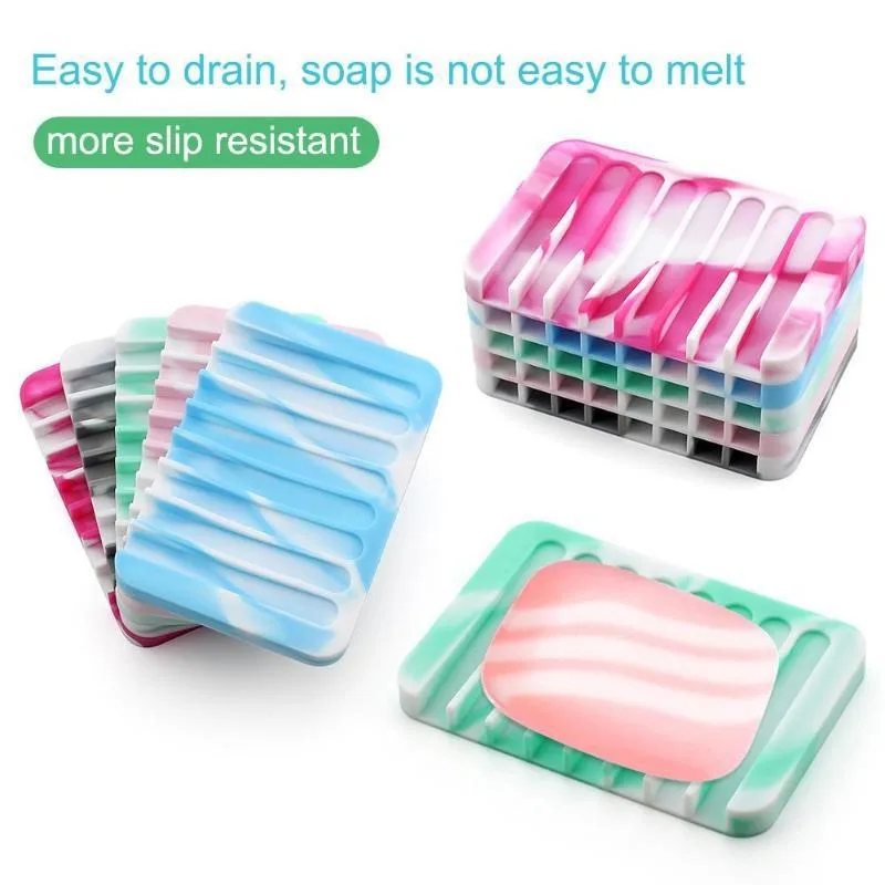 

Silicone Drain Soap Box Portable Soap Holder Soap Box Creative Bathroom Non-slip Moisture-proof Soap Holder Soap Tray