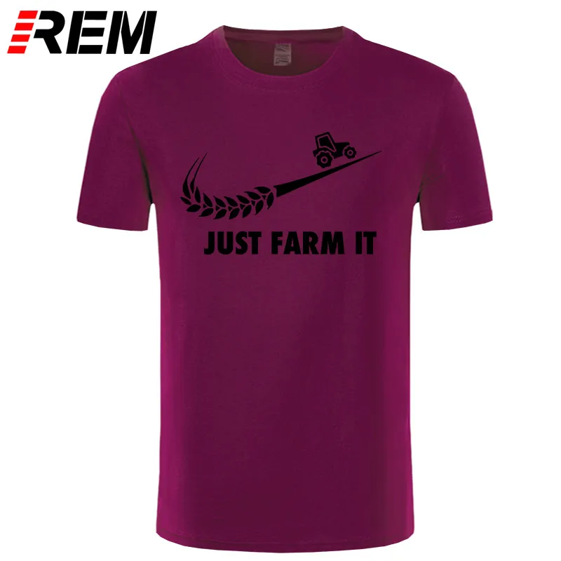 maroon black Модная футболка Just Farm It, мужские хлопковые фермерские футболки с круглым вырезом и короткими рукавами, Мужская футболка для сельского хозяйства, топы - Цвет: maroon black