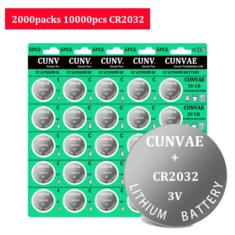 

10000pcs 3V CR2032 CR 2032 BR2032 Lithium Battery For Watch Calculator Toy Electronic Scale Remote Control Button Cell