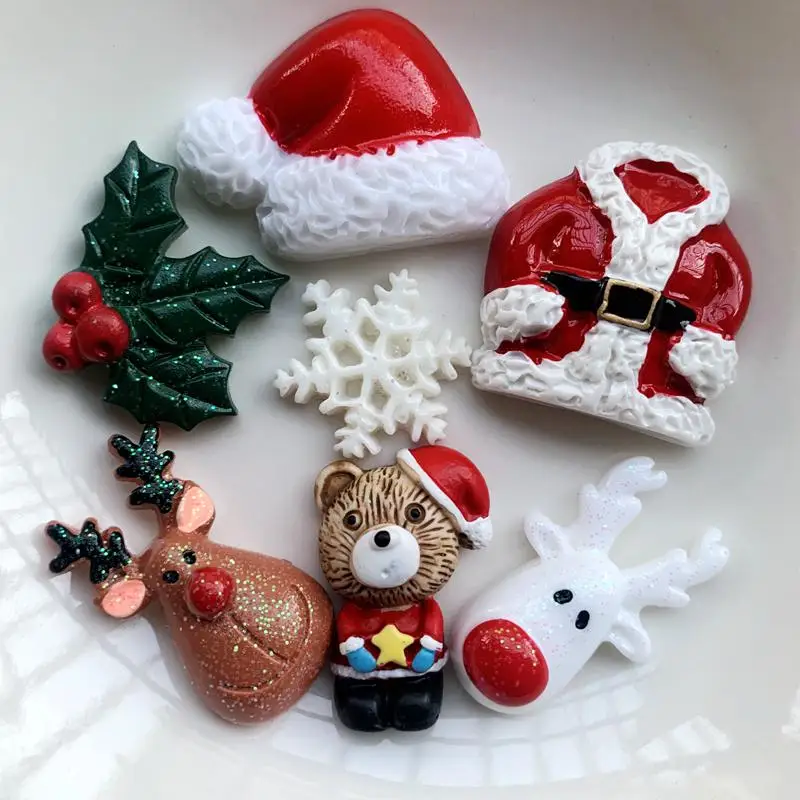 

NEW Mixed Resin Christmas Series Crafts Flat Back Cabochon DIY Jewelry Making Christmas decorations -HS46