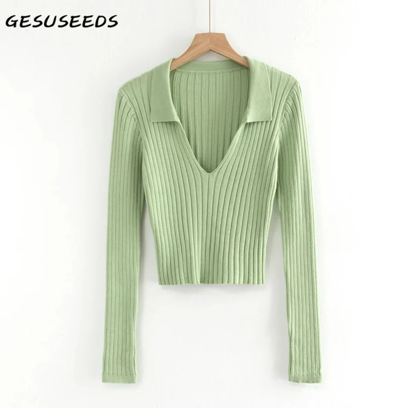 Свитер Женский вязаный с длинным рукавом в рубчик | Женская одежда