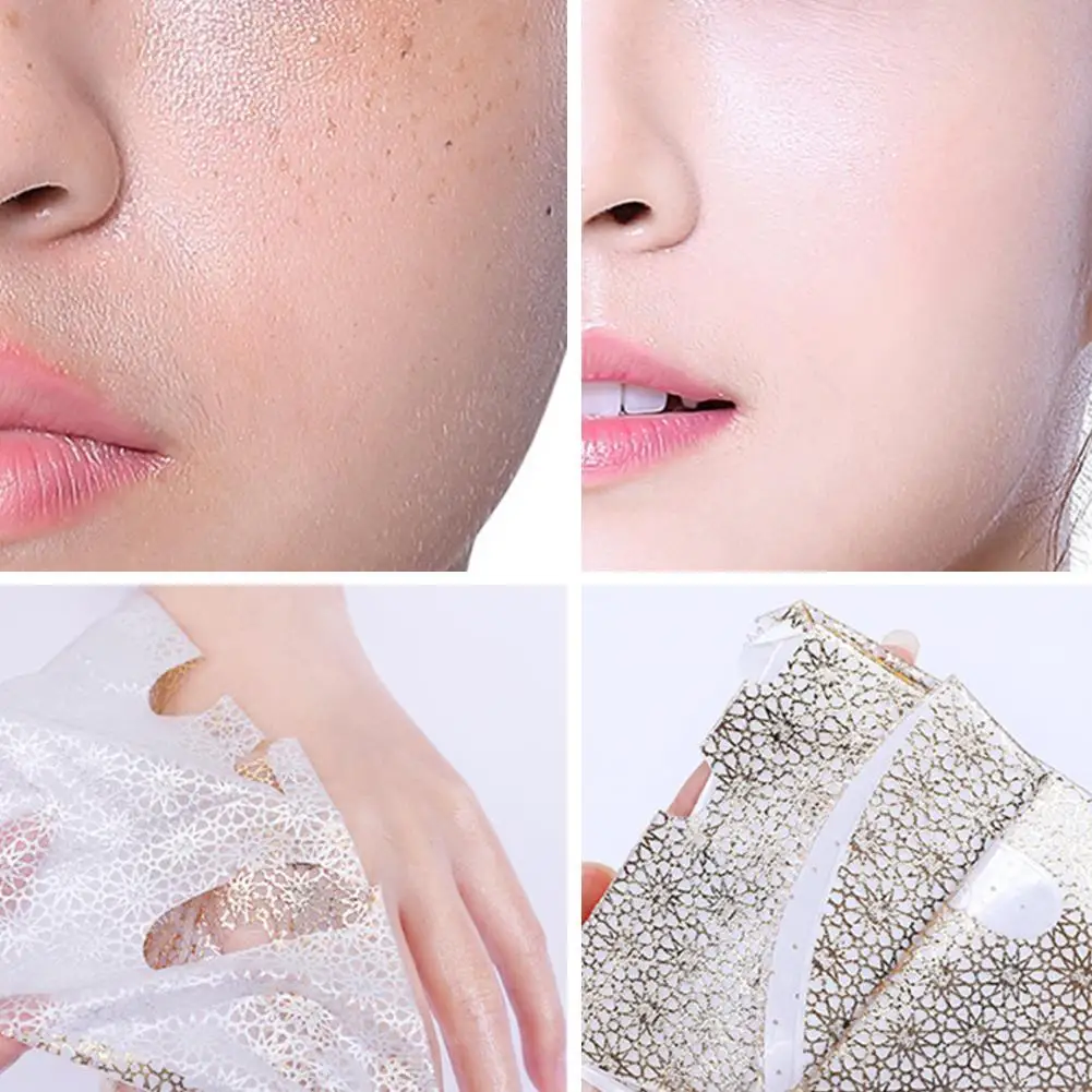 

5 Pieces 24k Gold Hyaluronic Acid Masks Moisturizing Hydration Oil-control Anti-Aging Shrink Pore Depth Replenishment