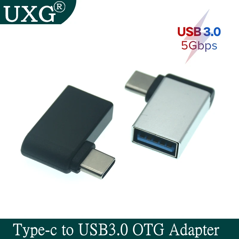 90 degrees USB3.0 Type C OTG Adapter High Speed Mobile Phone To USB C 3.0 Converter External Device Mouse Connector Flask Drive
