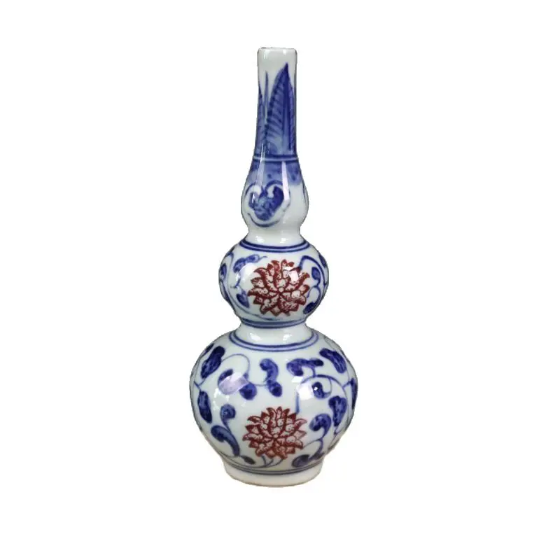 

Chinese Old Porcelain Blue And White Underglaze Red Lotus Flower Vase