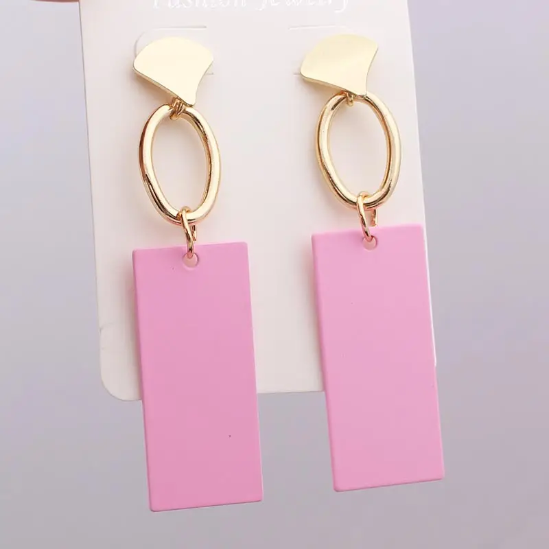 746 Pink Ретро женские модные свадебные Эффектные серьги для свадебной вечеринки элегантные золотые металлические геометрические длинные серьги-висюльки подарок - Окраска металла: 746 Pink