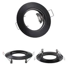 Круглая встраивасветодиодный потолочная лампа MR16 GU10, черно-белая осветительная рама, лампочка с держателем GU10, Точечный светильник для корпуса