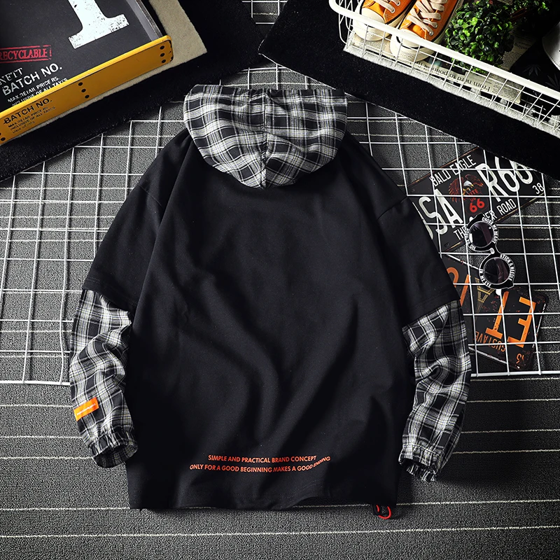 Прямая поставка мужские лоскутные толстовки с фальш-вставкой повседневный