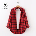 10 цветов, осенняя новинка, Женская винтажная рубашка в клетку большого размера, хлопковая свободная красная блузка с рукавом летучая мышь, офисные женские повседневные топы T063