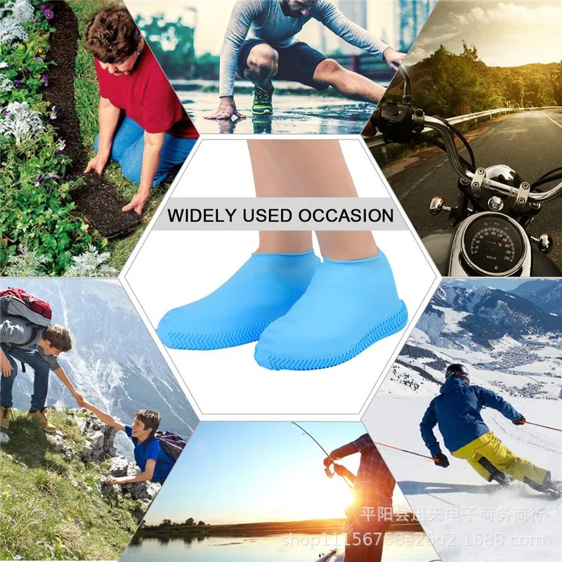 Rain Boots Waterproof Shoe Cover Silicone Unisex Outdoor solid Waterproof Non-Slip Non-slip Wear-Resistant Reusable Shoe Cover