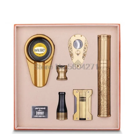 

Cigar ashtray cigar cutter cigar holder stainless steel six-piece set
