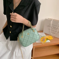 diamond lattice womens bag 2021 new simple soft pu leather shoulder bags chain luxury designer handbags for women solid green