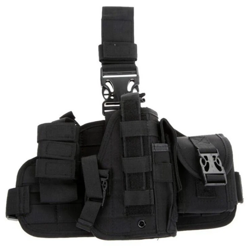 

Tactical Molle Drop Leg Gun Holster For Glock 17 19 M9 1911 Universal Thigh Pistol Holster Platform With EDC Mag Bag Pouch