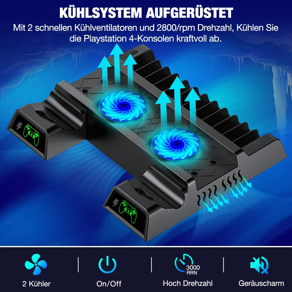 for ps4ps4 slimps4 pro vertical cooling stand with fan dual controller charger charging station for sony playstation 4 cooler free global shipping