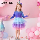 Детское платье для девочек DXTON, зимнее праздничное платье принцессы для девочек, детская одежда с длинным рукавом, рождественское платье, платья, платье для девочек