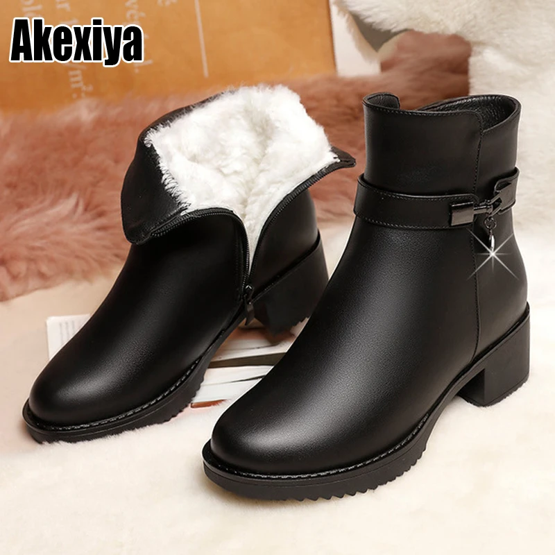 

2021 женские зимние ботинки, Зимние ботильоны на плоской подошве, женские теплые ботинки на платформе, ботинки из натуральной кожи на толстой ...