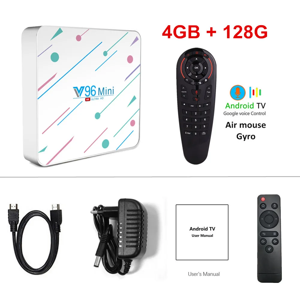 4G128G G30 voice V96 мини ТВ коробка Android 9,0 Allwinner H6 4 ядра, 4 Гб 128 6K H.265 Wi-Fi V96mini 32 ГБ/64 Гб Smart tv Box HD Netflix Youtube - Цвет: 4G128G G30 voice