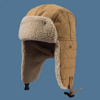 ht3425 fashion winter hat thick warm berber fleece trapper earflap cap men women lamb wool russian hat male female bomber hat