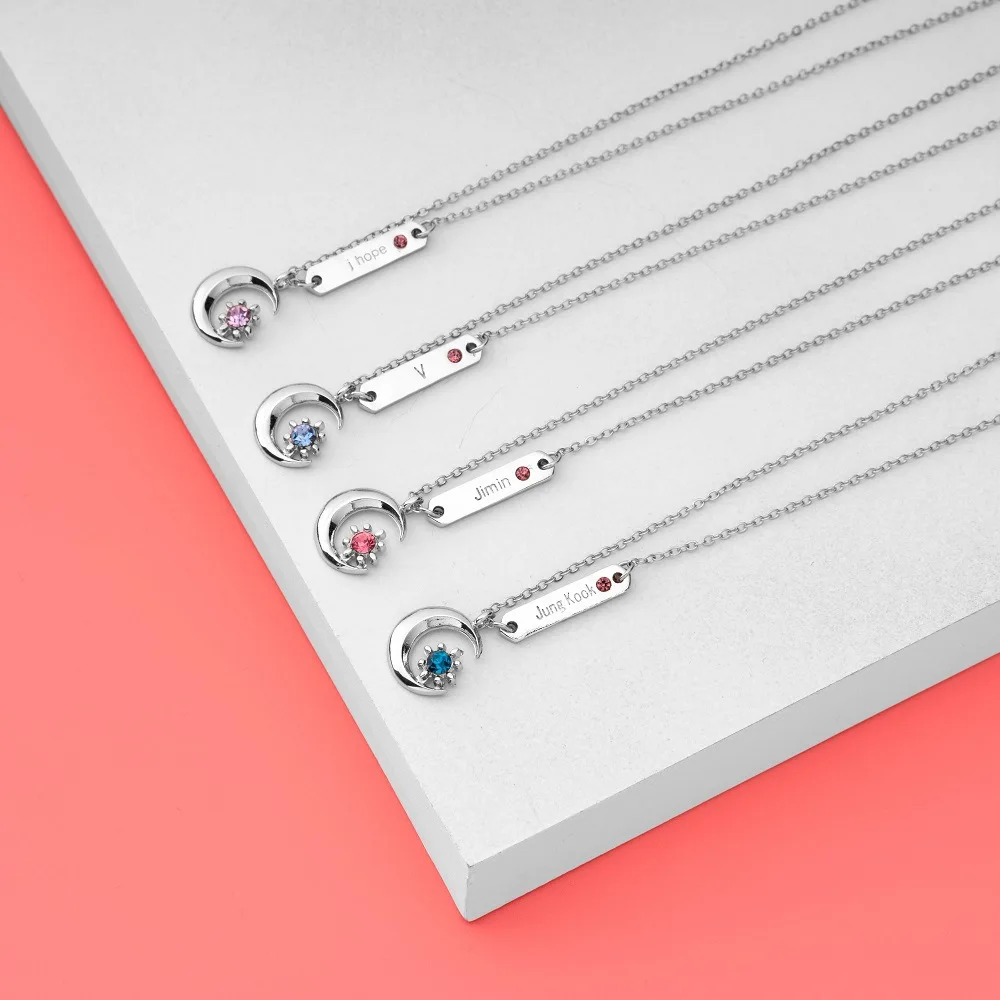 

Kpop Bangtan Boys 7th Anniversary "Moment Of Light" Charm Necklace for Girls 2022 Idol Name Necklace Fashion Jewelry BTS-504