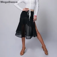 latin dance skirt women sexy split black tassel fringe skirts ladies samba salsa cha practice performance dancing clothes