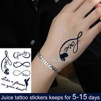 waterproof temporary juice ink sticker love heart hand design flower fairy 8 fruit gel long lasting tattoo for men women