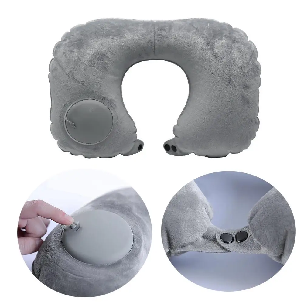 Надувная дорожная подушка для поддержки шеи U образная бархатная надувная с