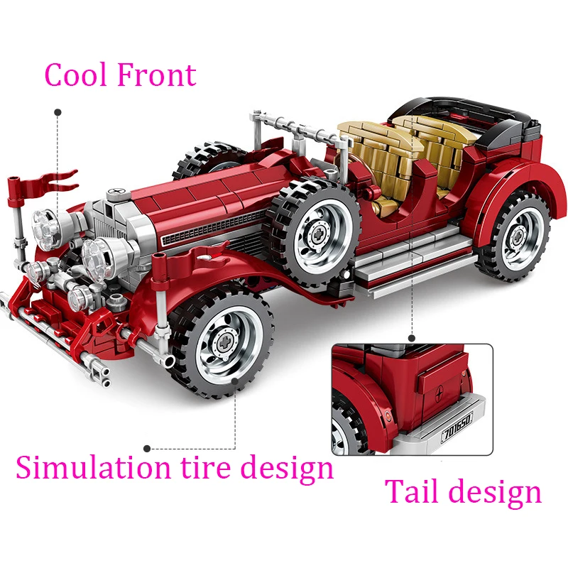 Legoes Technic винтажная механическая модель автомобиля кирпичный конструктор набор