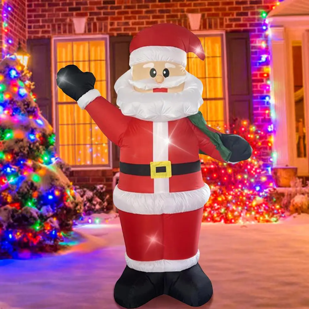 

Рождественские уличные надувные украшения для дома в виде Санта-Клауса, светодиодные светильники, наружное украшение, праздничный надувно...