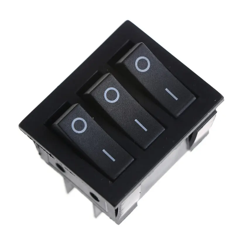 

9 Pin 2 Position KCD3 34*40 Big Rocker Switches Black Three-Way Switch multi-knife single-throw 15A 250V 20A 125VAC AC ON-OFF