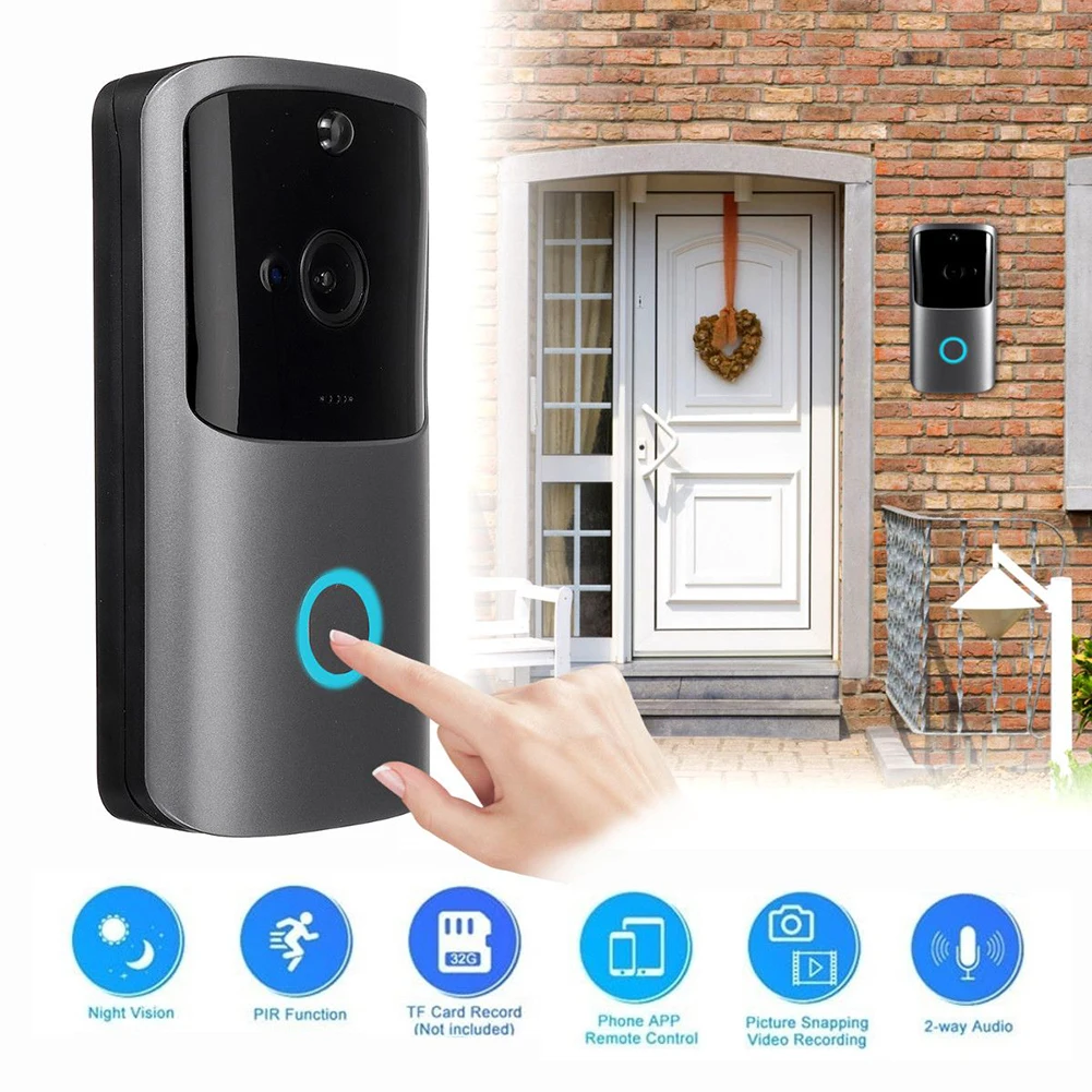 

Wireless HD Visual WIFI Doorbell PIR Infrared Night Vision Video Camera Remote Home Monitoring Intercom Weatherproof Doorbell