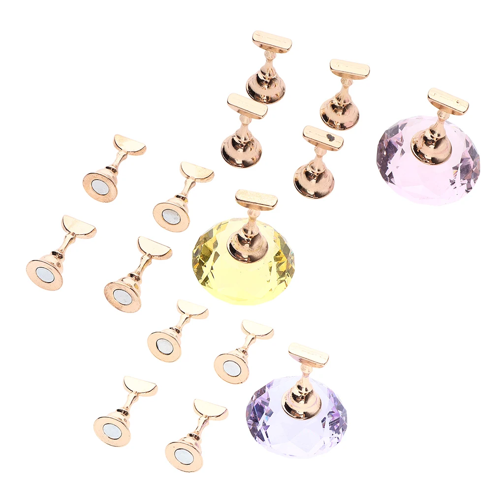 

5pcs Beauty Nail Art Tips Holder Magnetic Alloy Stand Manicure Crystal Base