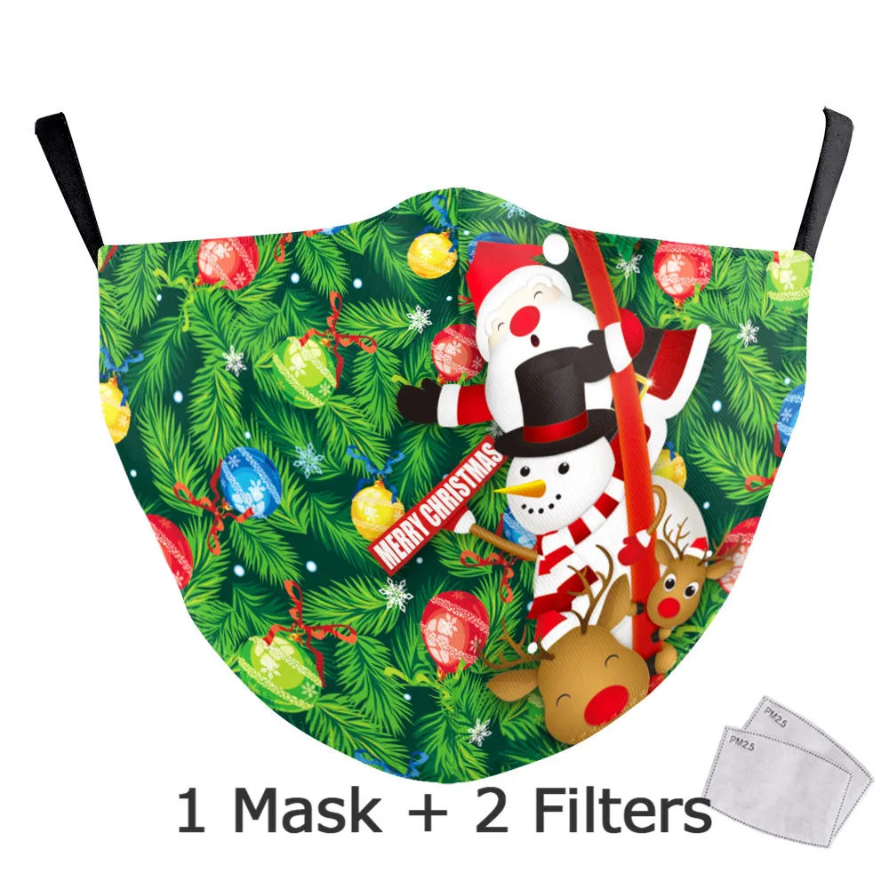 

Christmas Masks Adult Santa Claus Print Mask Resuable Washable Face Cover Mask Happy New Year face Masks