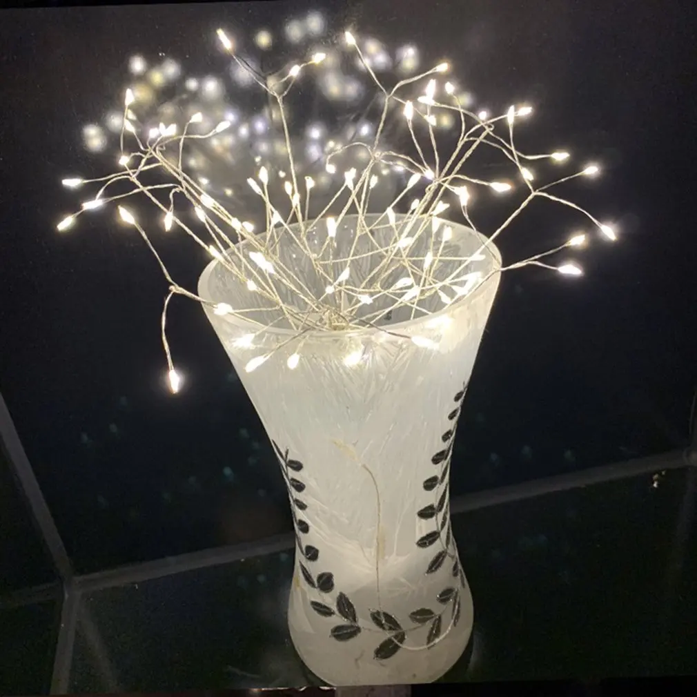 Led Copper Wire Starburst Lights Battery Operated Dimmable String Light Indoor Outdoor Christmas Festive Decoration Fairy | Лампы и