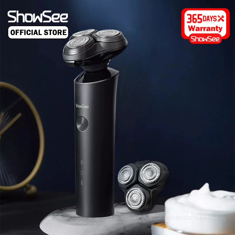 

Showsee Electric Shaver Dry Wet Shaver Razor Beard Trimmer IPX7 Waterproof Type-C Charging Washable Shaving Machine For Men