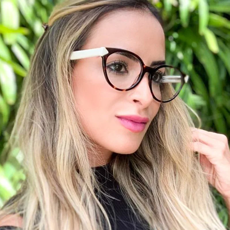 Модные трендовые женские очки кошачий глаз пикантные леопардовые белые