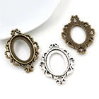 10 шт. 18x25 мм Внутренний размер античный посеребренный и бронзовые цветы стиль Камея Кабошон основа установка кулон ожерелье результаты