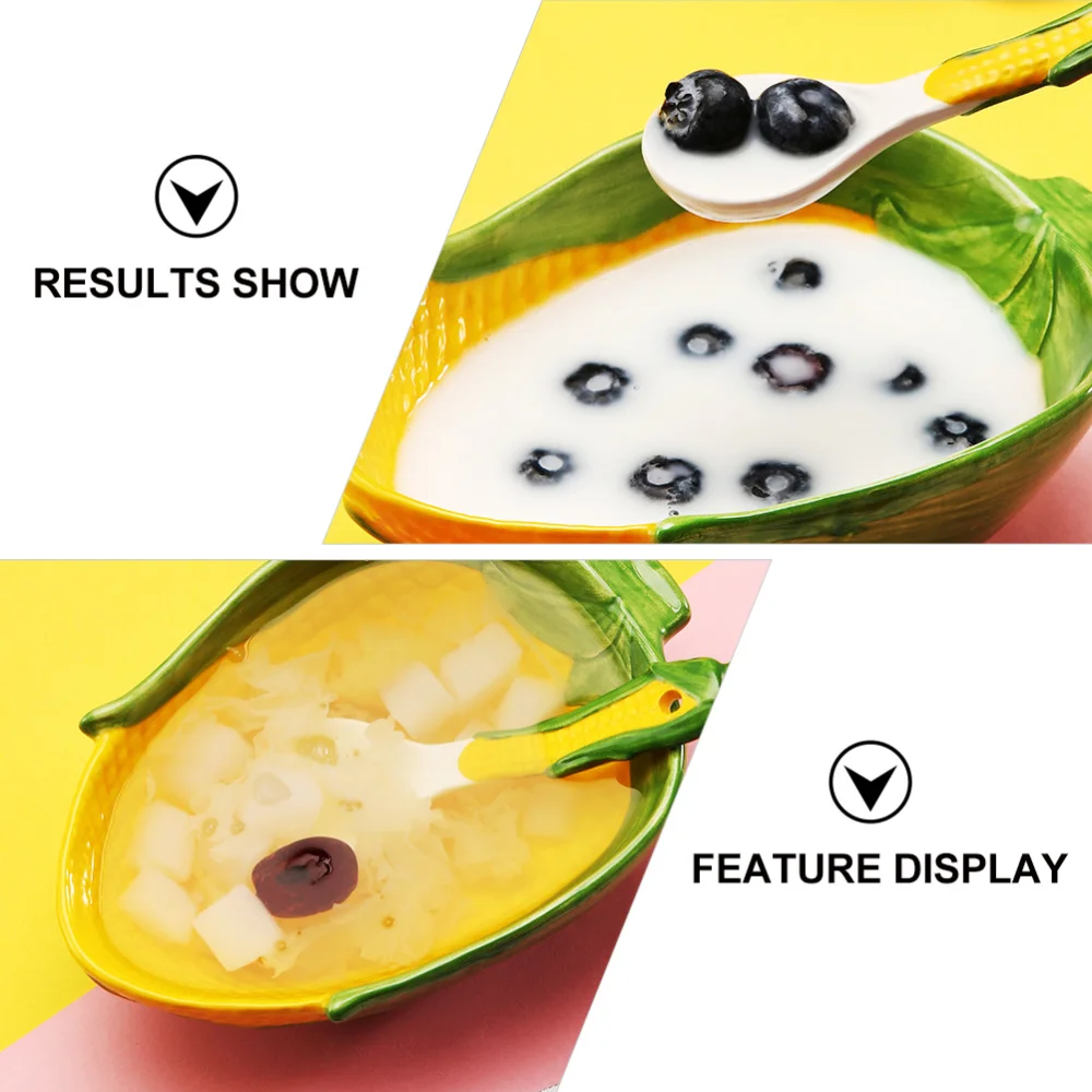 1 Set Ceramic Plate with Spoon Household Fruit Plates Corn Shaped Food Dished | Дом и сад