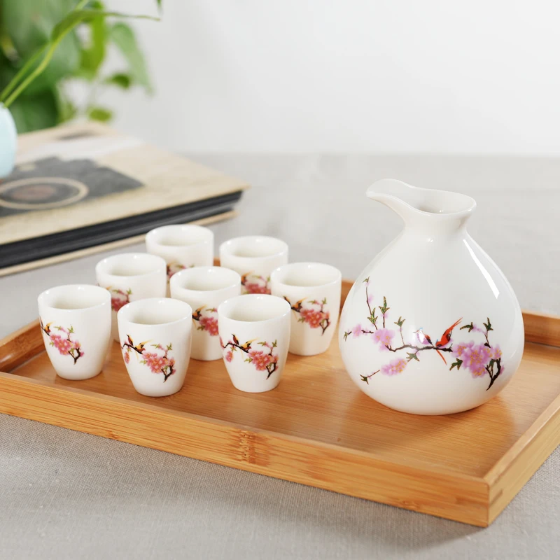 Япония керамика Саке набор Винтаж фарфор кувшин ликер чашки Творческий