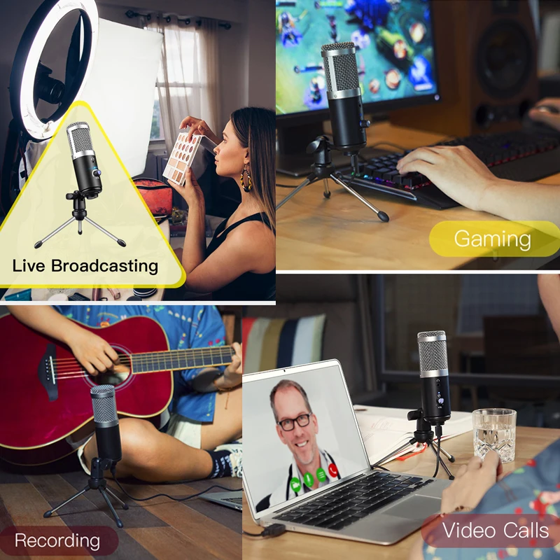 Комплект конденсаторного микрофона USB микрофон для записи ноутбука ПК YouTube видео