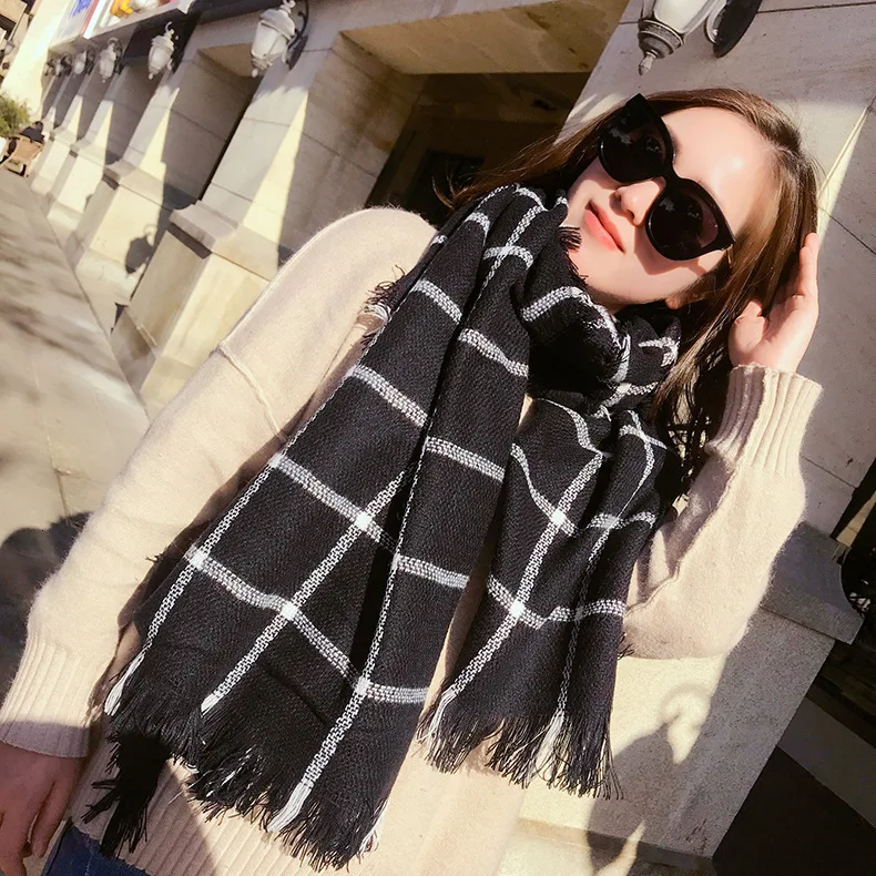 Черно-белый клетчатый шарф красная решетка имитирует кашемировый кондиционер