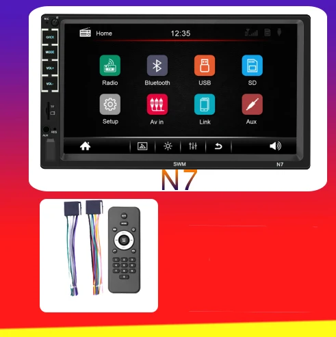 N7 Автомобильный 2 Din USB радио Видео мультимедийный плеер " Mirror Link HD Универсальный авто стерео аудио WiFI Bluetooth EQ - Цвет: N7