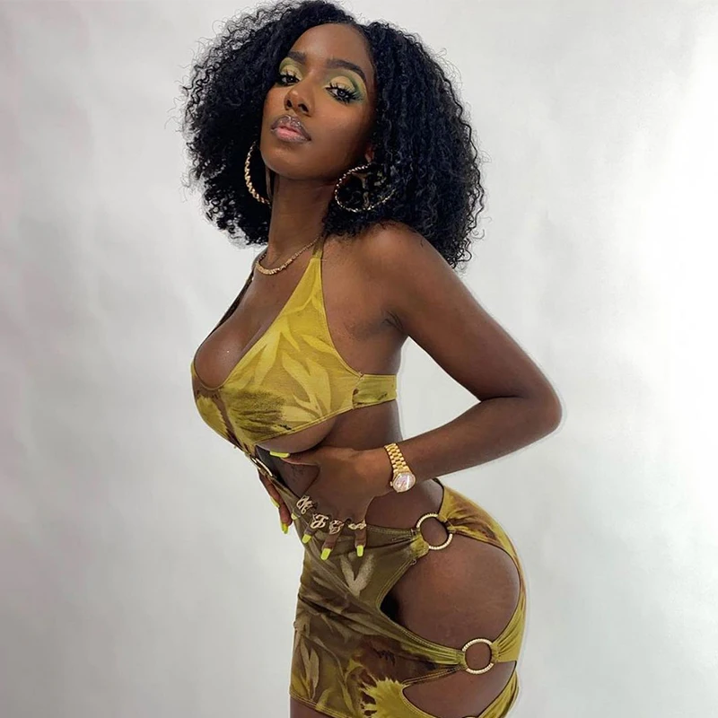 

Асимметричное сексапильное платье Форма Открытое платье с принтом женское мини-платье без рукавов с низким вырезом на спине, с круглым выре...