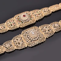luxury gold rhinestone wedding belts arabic body jewelry chains for women ethnic accessories bridesmaid bridal caftan belts