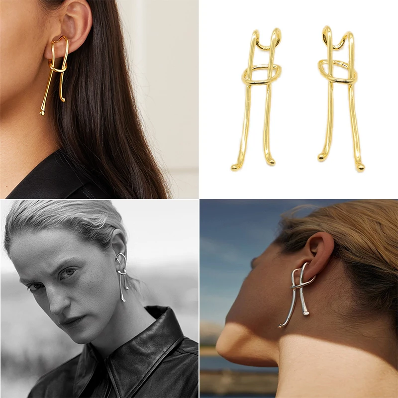 

Vintage Long Ear Bone Clip Earrings For Women Exaggerated Simple Without Pierced Earrings Gold Party Unique Jewelry Earrings