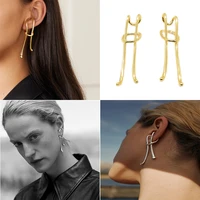 vintage long ear bone clip earrings for women exaggerated simple without pierced earrings gold party unique jewelry earrings