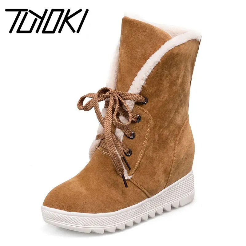 Tuyoki/российские женские сапоги до середины икры на плоской подошве с круглым