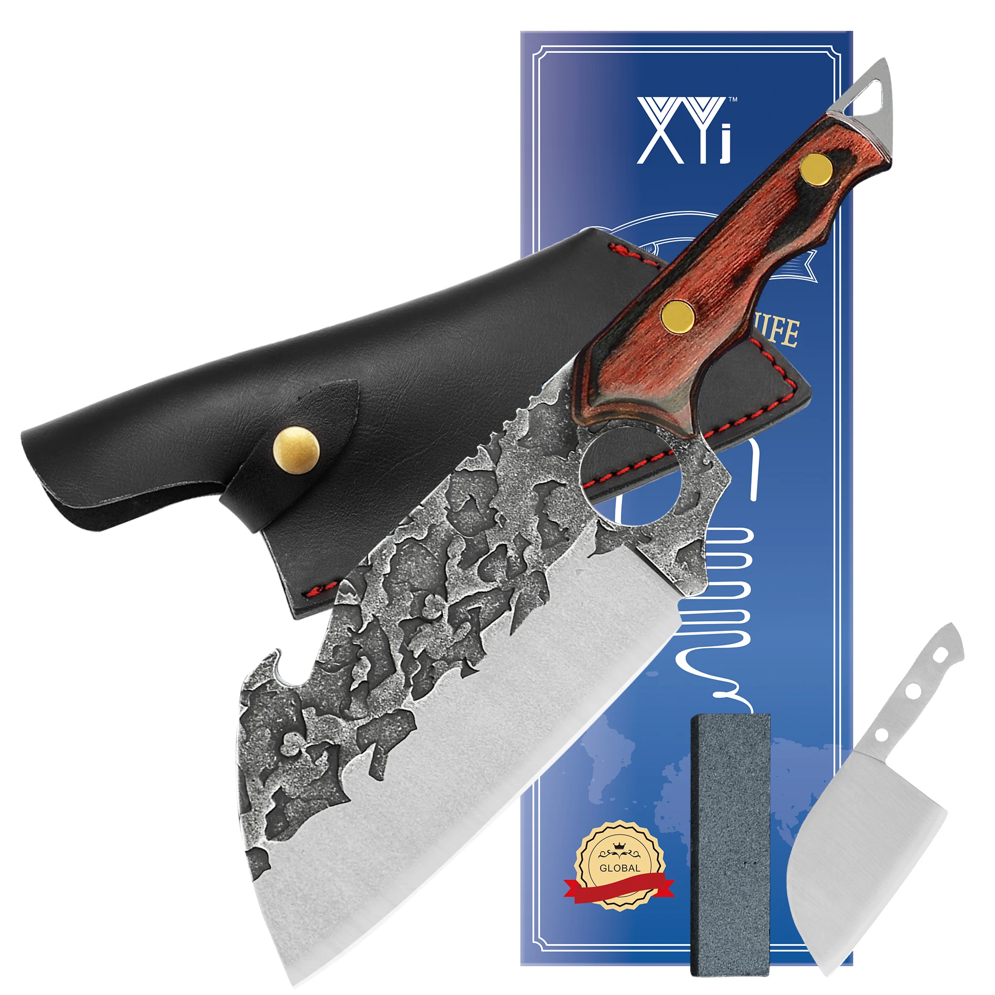 

Охотничий нож XYJ, 6,5 дюйма, с кожаным футляром, острое открывалка для бутылок, шеф-повара с лезвием из нержавеющей стали