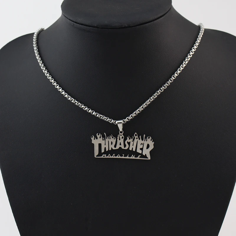 Ожерелье из нержавеющей стали в стиле хип-хоп с надписью Thrasher | Украшения и